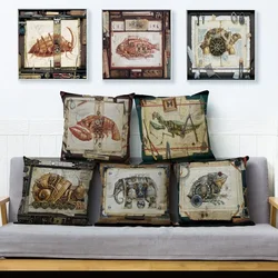 Steampunk Mechanical Animal Cushion Covers Home Decoration Pillow Case Sofa Dog Cat case Linen  Cover 45*45cm