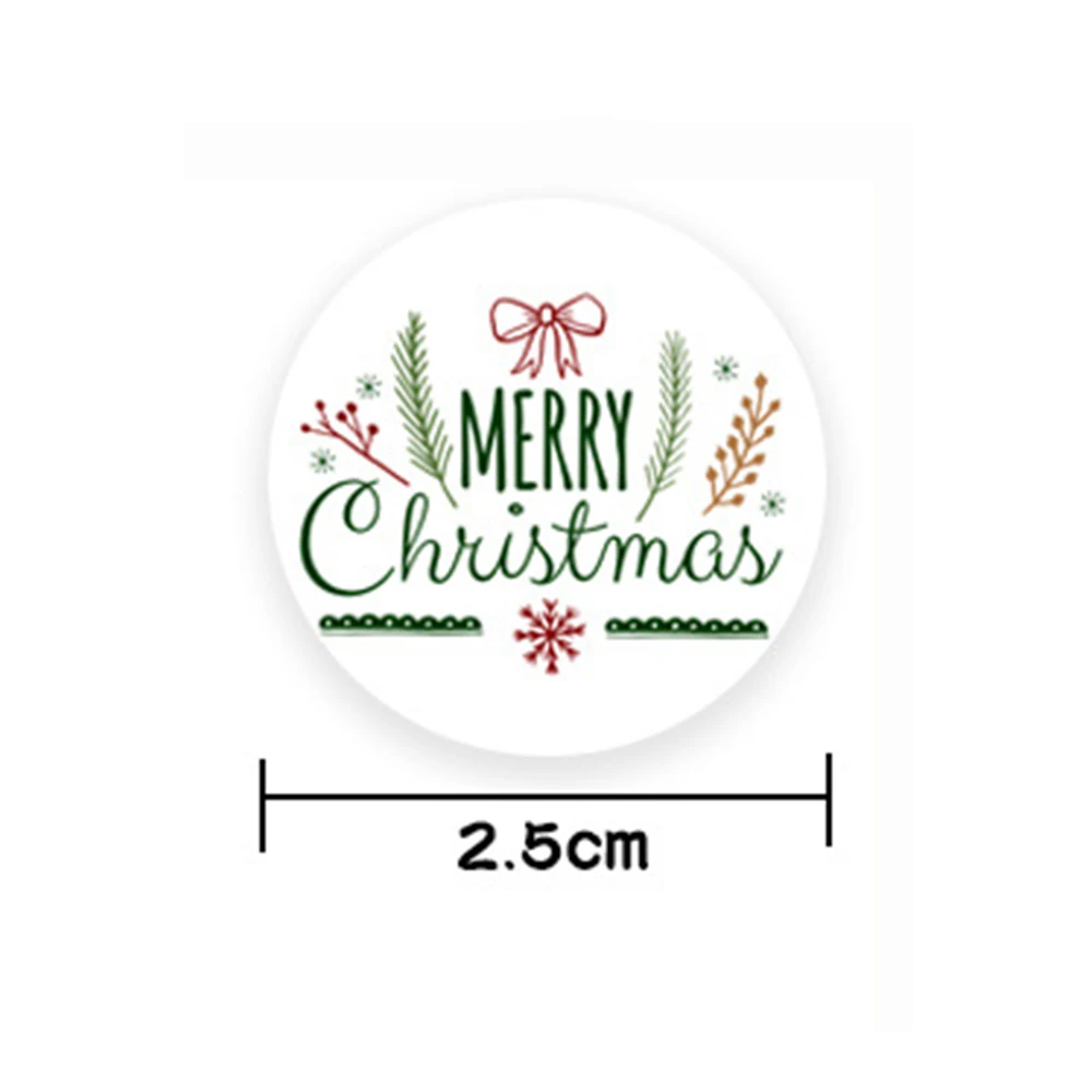 100-500pcs Merry Christmas Gift Decorative Stickers Round Thank You Labels Handmade Candy Biscuits Package Christmas Sticker