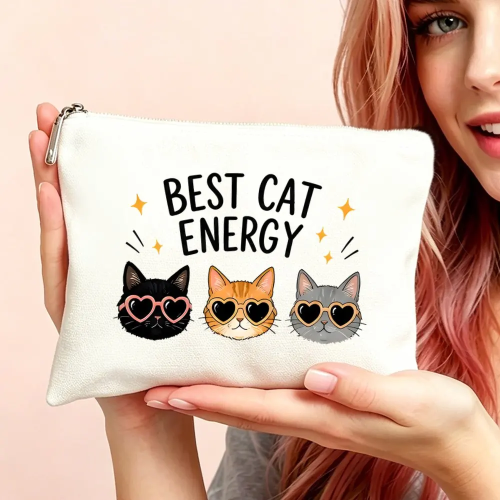 1pc Makeup Bag Cosmetic and Toiletry Pouch Gift for Women Best Cat Energy Mom Daughters Friends Christmas Hallowmas Gifts