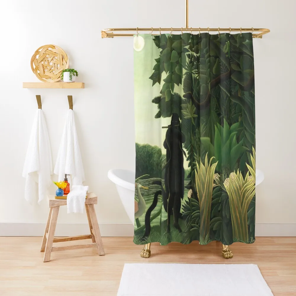 

Henri Rousseau - The Snake Charmer (1907) Shower Curtain Waterproof Shower And Anti-Mold Modern Accessory Bathrooms Curtain