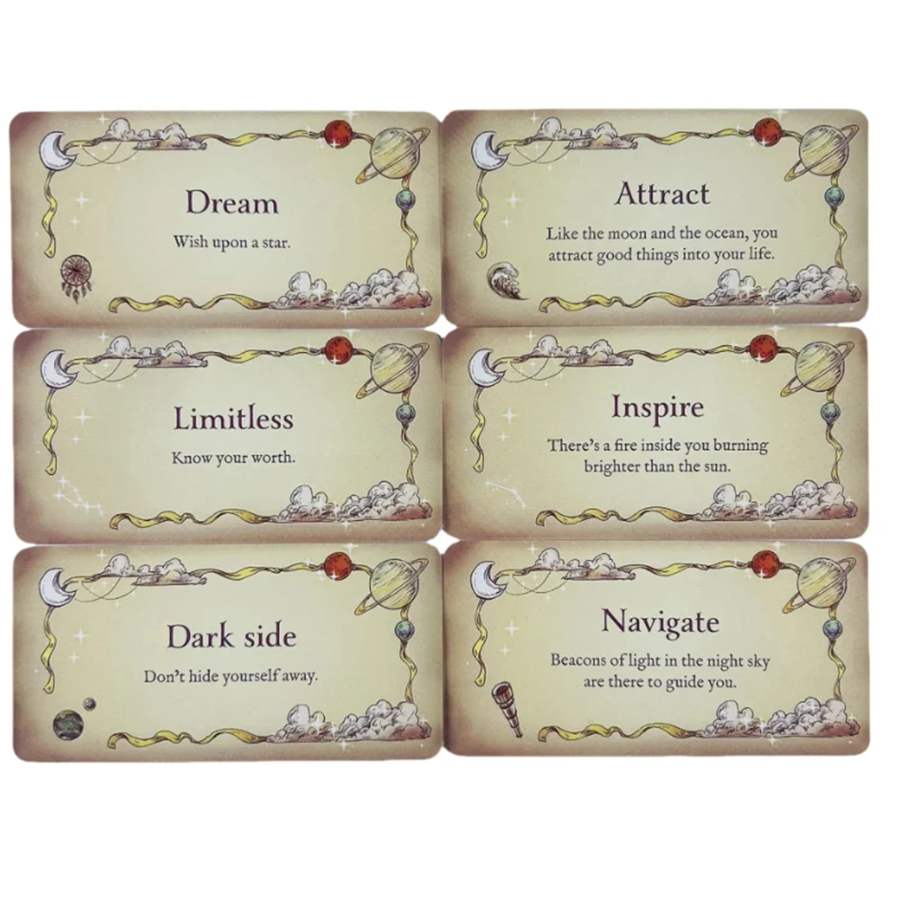 

40 мини-карточек со звездным светом, игра «Червые сообщения из космоса», пусть направляющего света Солнца, луны, звезды, карты Таро, оракула