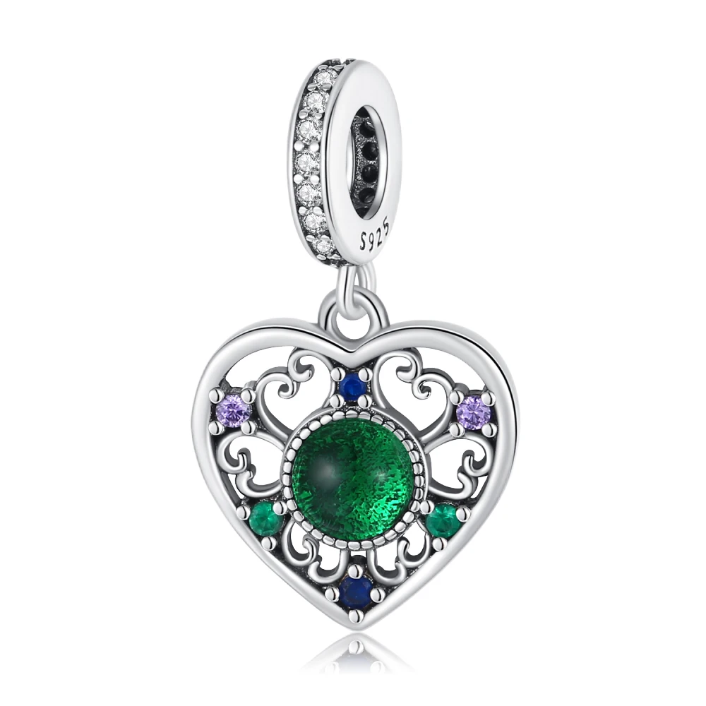 

Danturn 925 Sterling Silver Beads Color-Changing Stone Heart-Shaped Charm fit Snake Chain Bracelet Fashion Women Jewelry Making