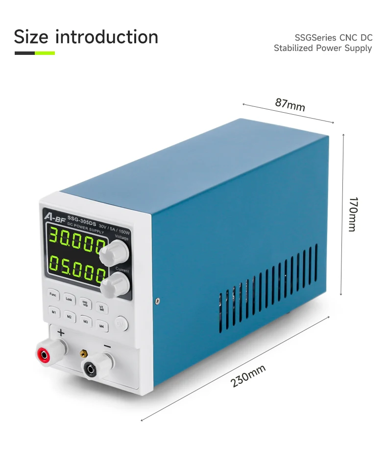 Imagem -03 - Programável Laboratório Banco de Alimentação A-bf Ssg305ds Fonte de Alimentação Dual Led de Dígitos Função de Memória 30v 5a Ajustável