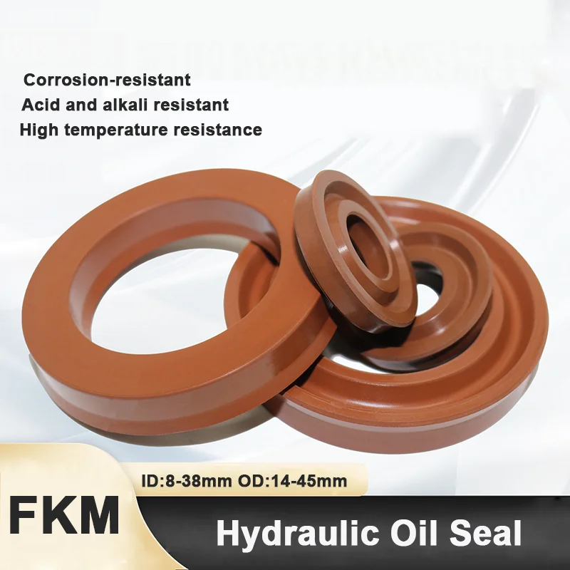 1Pcs FKM UN/Y-type Radial Shaft Seal ID 8-38mm Fluorine Rubber Shaft Piston Rod Single Lip U-Shaped Cup for Hydraulic Cylinder
