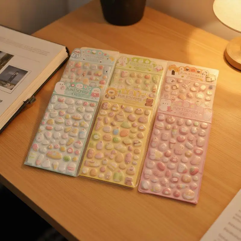 1/6 Stuks Leuke Cartoon Dieren 3D Relief Stickers Herbruikbare Patch Voor Plakboeken Planner Tijdschriften Laptops Telefoon Case DIY Stickers