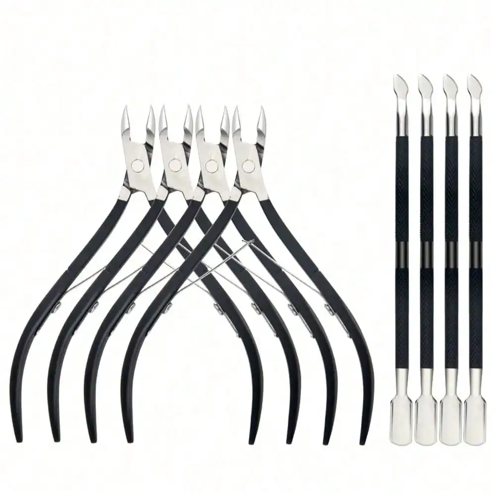 

8-Pack Stainless Steel Cuticle Tools - Trimmer Nipper Pusher for Fingernails Toenails