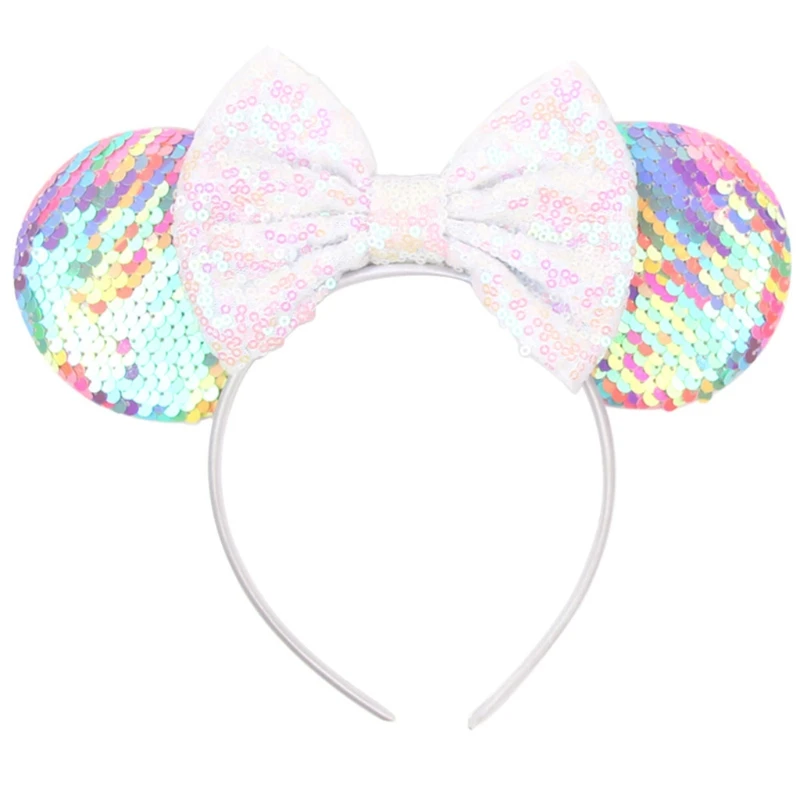 Mouse Ears Headbands Sequin Bow Hairband for Kids Girls Glitter Hair Accessories Halloween Party Creatures Theme Costume