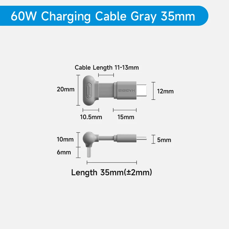 Hagibis USB-C rechtwinkliges Kabel, kurz, 90-Grad-Typ-C-Ladekabel, Powerbank, schnelles Laden, Kapselkabel, PD 60W für iPhone 17 Pro Max 16 15