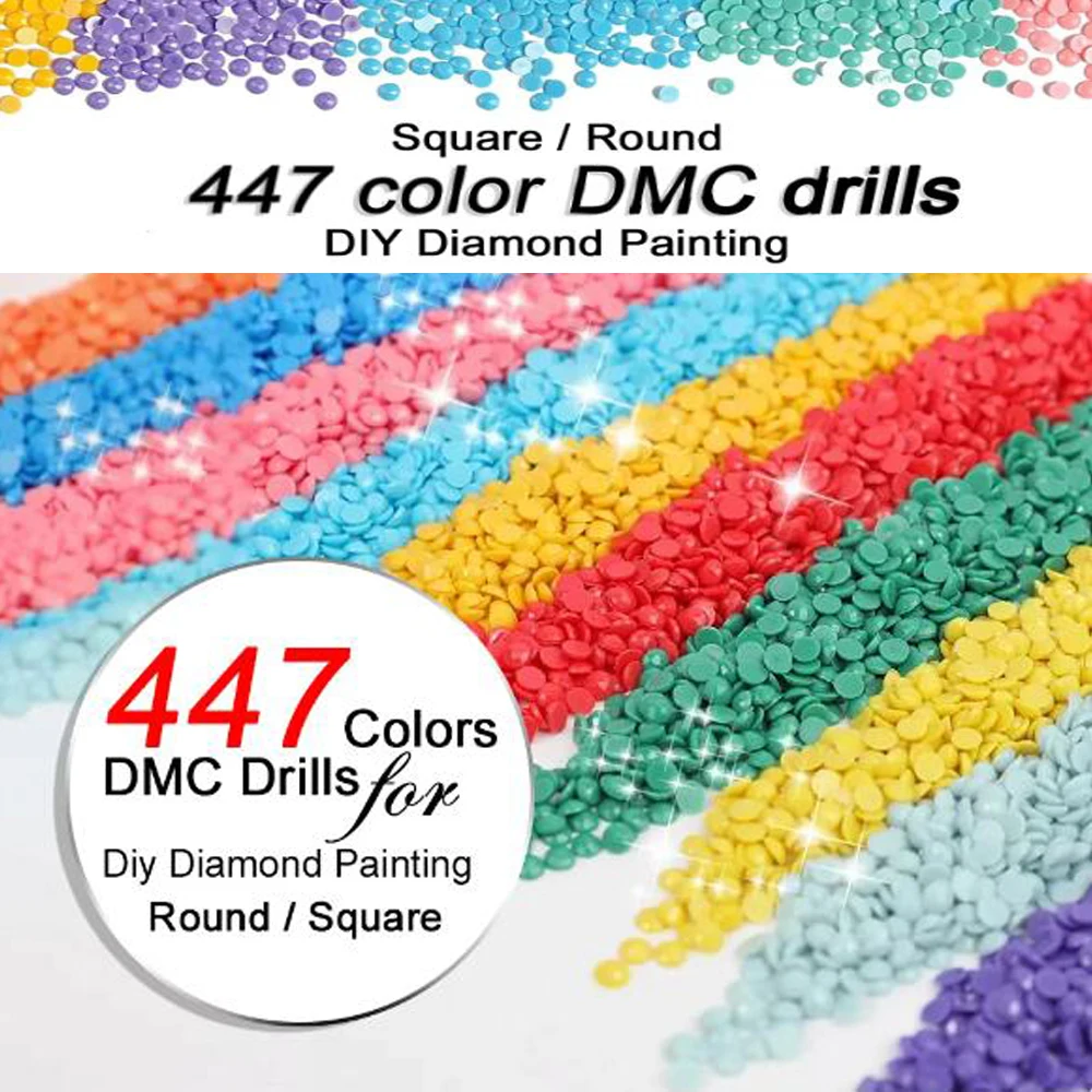 5D Diamond Painting Drills Wholesale DMC 447 Colors Full Square/Round Crystal Beads Diamond Embroidery Accessory Factory Direct