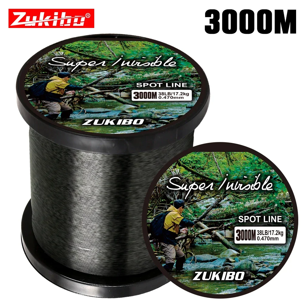 

ZUKIBO 3000M Super Invisible Fishing Line 3D Spot Bionic Fluorocarbon Coated Monofilament Nylon Line Speckle Carp Fishing pesca