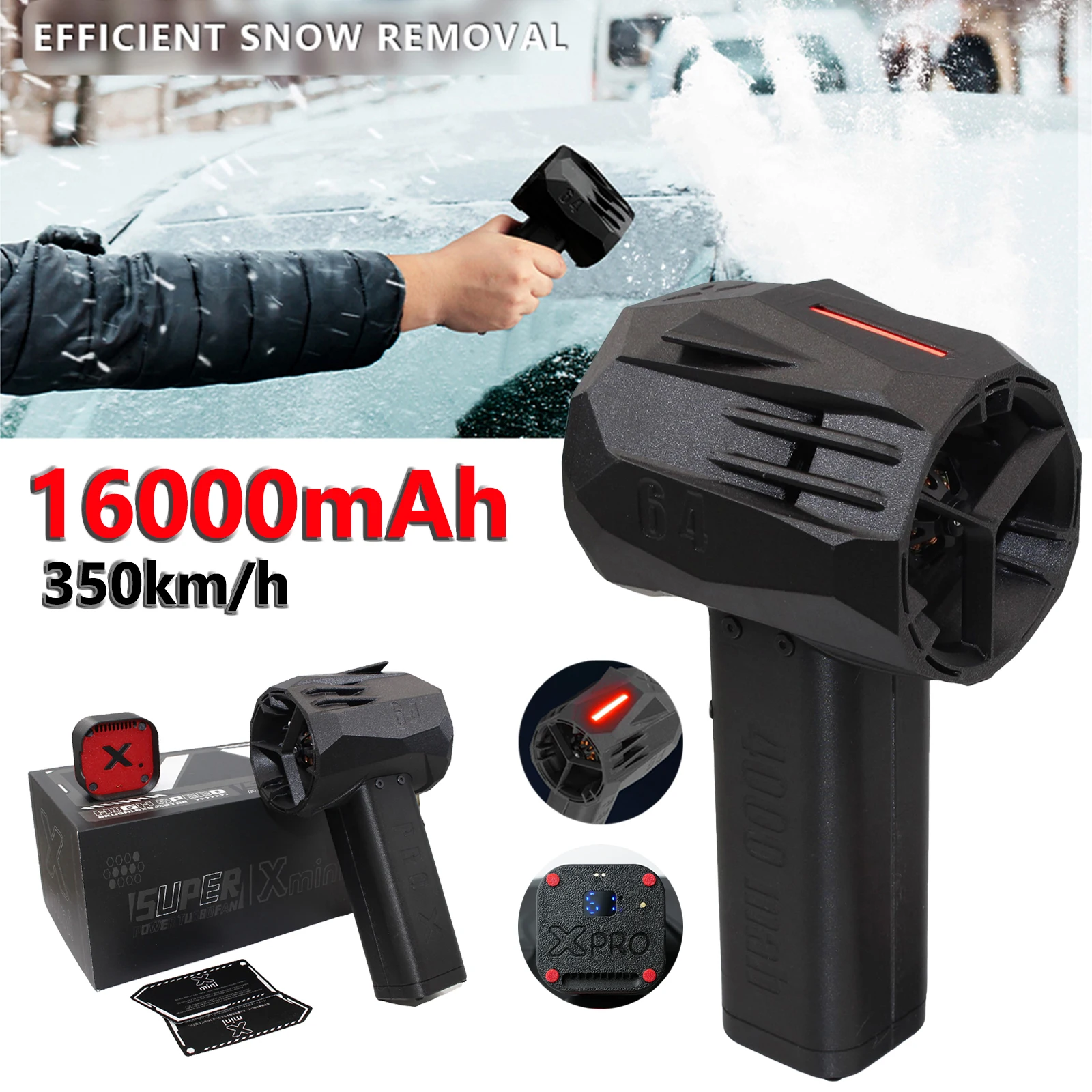 

New X64PRO Violent Turbo Portable Blower Jetdry 16000mAh Powerful Air Blower 64mm Duct Fan Car Wash Turbo Fan SOS Ambient Light