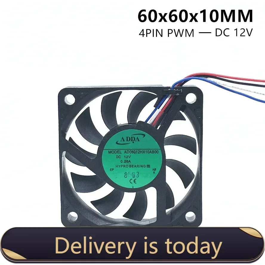 2pcs ADDA 6010 60MM 60x60x10MM Cooling Fan Hypro Bearing Ultra-thin Silence AD06012HX10AB00 Cooling fan with 4pin PWM