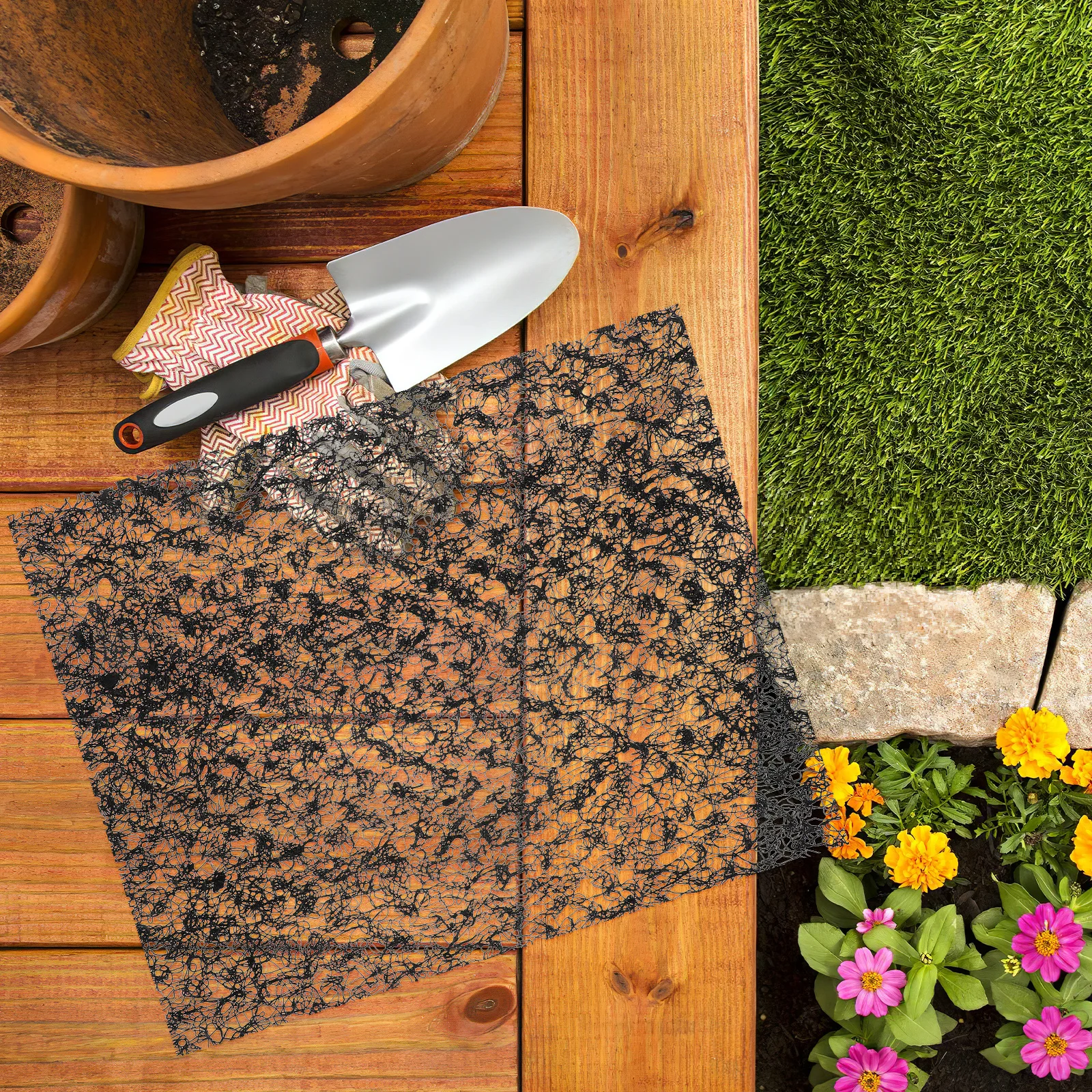 2pcs Waterproof Blanket Soil Mesh For Driveway Slope Reinforcement Garden Pathways Ground Stabilization Mat Land