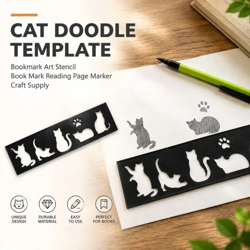 Cat Doodle Template Bookmark Art Stencil Book Mark Reading Page Marker Craft Supply