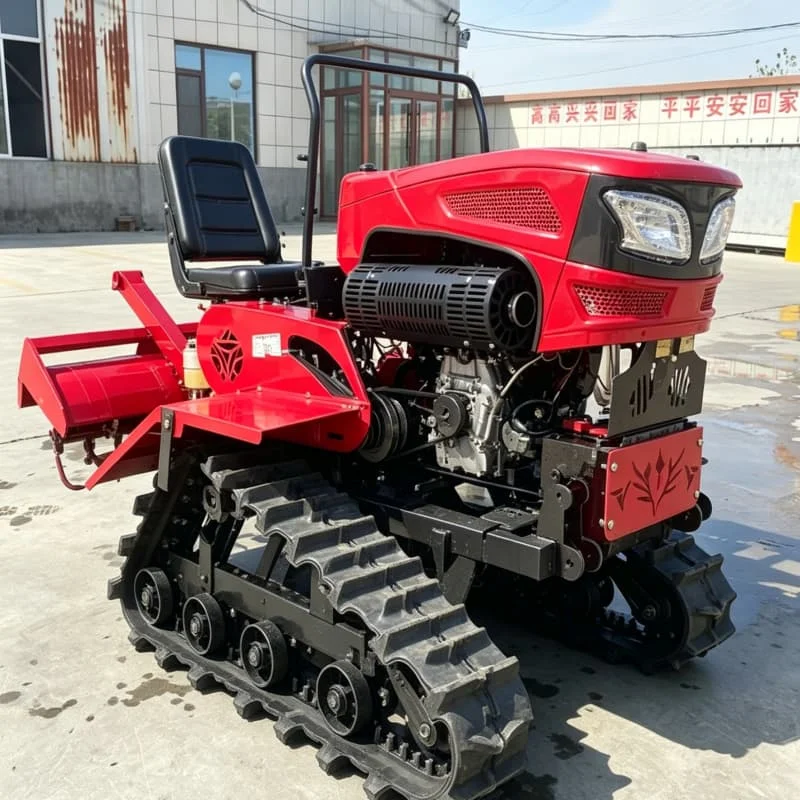 Customized Rotary Tiller Comfortable Operation Ride-On Plowing Machine, Crawler Rotary Tiller & Small Micro Tiller