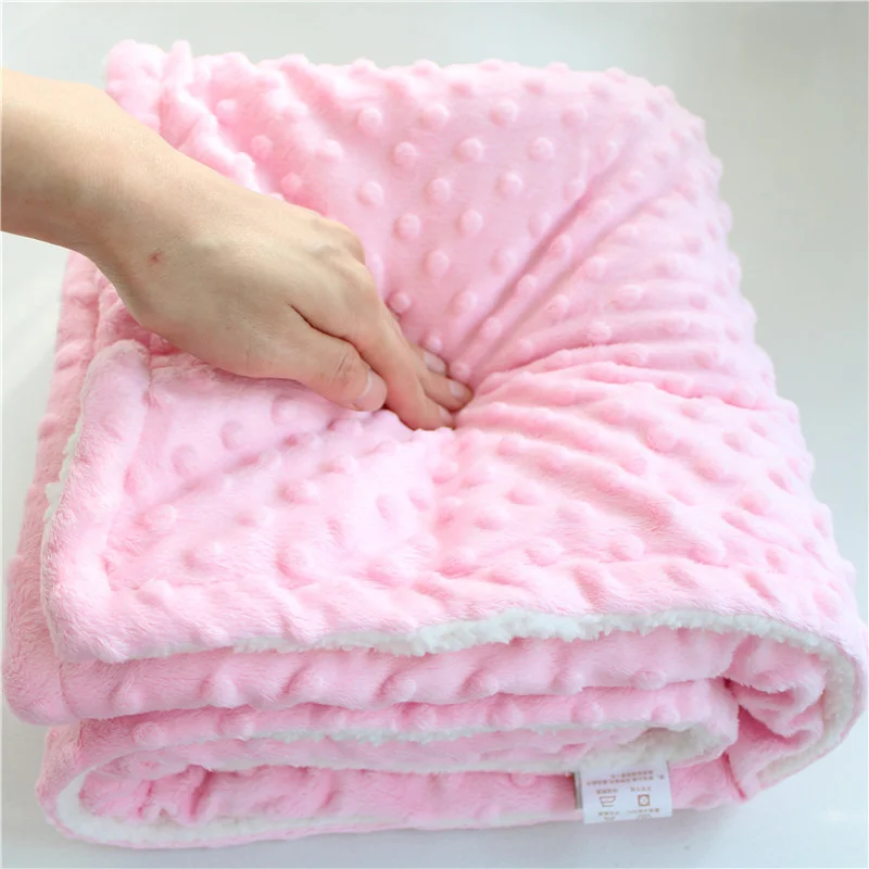 

Winter Thick Thermal 3d Minky Dot Kids Blanket Super Soft Sherpa Fluffy Toddler Baby Blanket Quilt Swaddle Office Seat Blanket