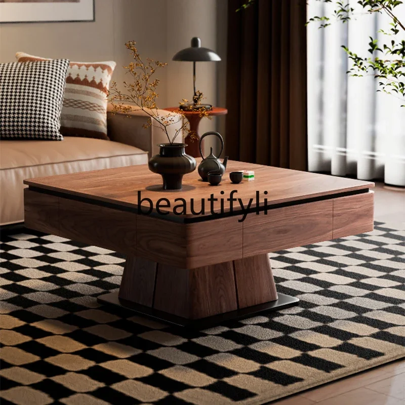 Solid wood lifting mahjong table new Chinese high-end household coffee table multi-function