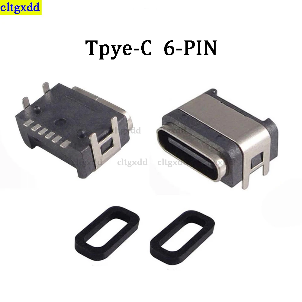 cltgxdd 1-5piece Type c 3.1 USB female socket 6P 4-foot Smd direct insertion panel waterproof DIY charging connector tail plug