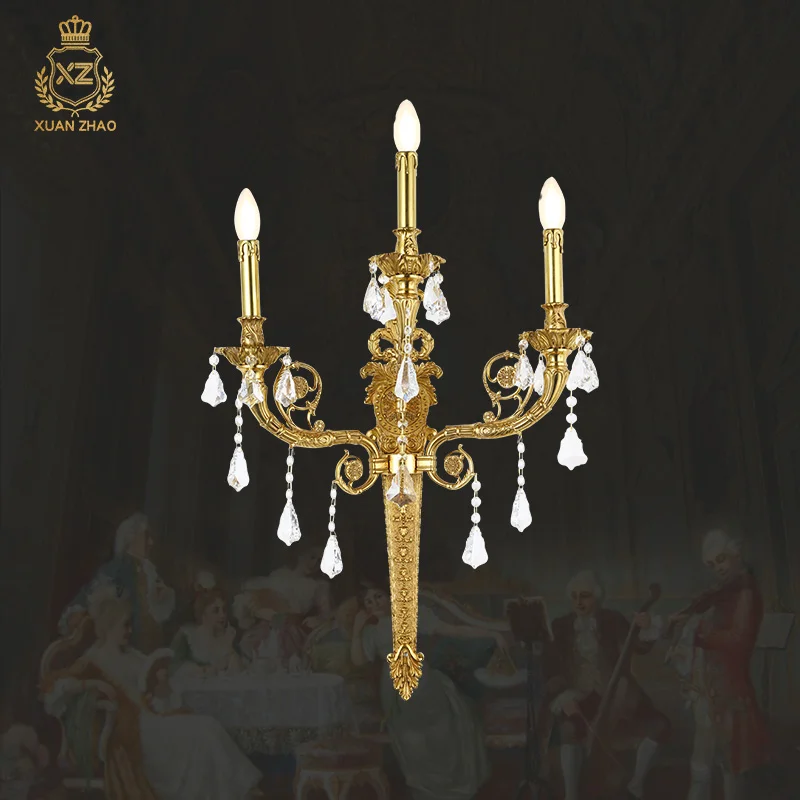 

French Brass Classical Kitchen Wall Lamp Antique Copperwall Light Brass Colored Wall Sconces Hotel Corridor Small Size for