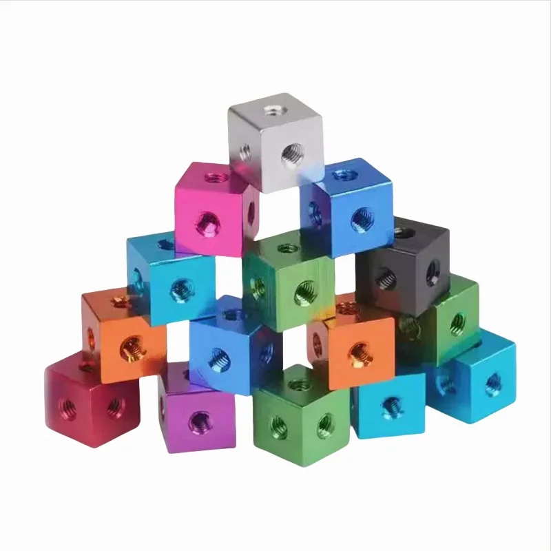 Weiyi aleación de aluminio M3 M4 M5 M6 M8 M10 conector de bloque fijo de tres lados tuerca con agujeros tuerca Hexagonal tuerca cúbica