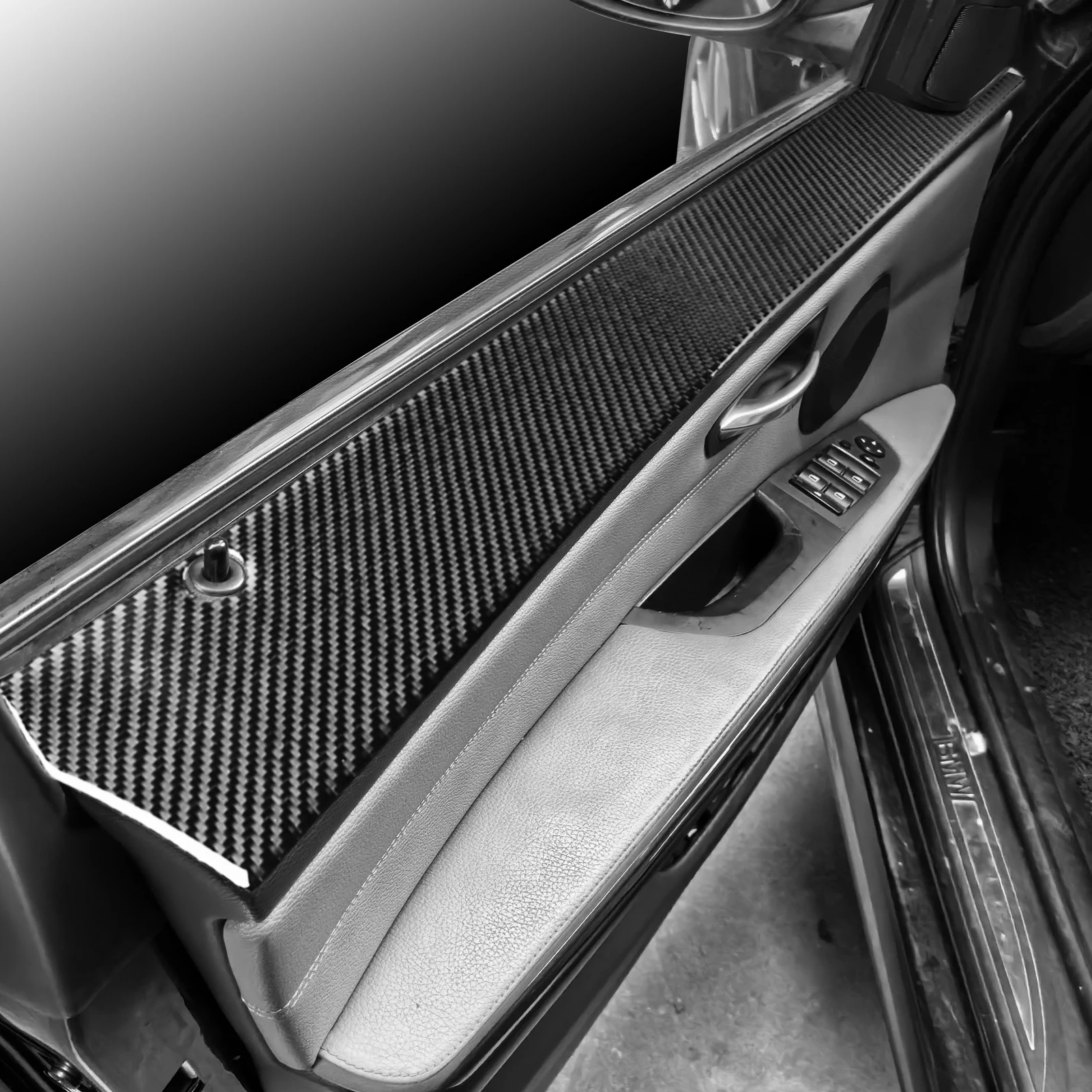 For BMW 3 Series E90 2005-2012 Modified Carbon Fiber Front Door Window Trim Interior Accessories Piano Black Decorative Sticker