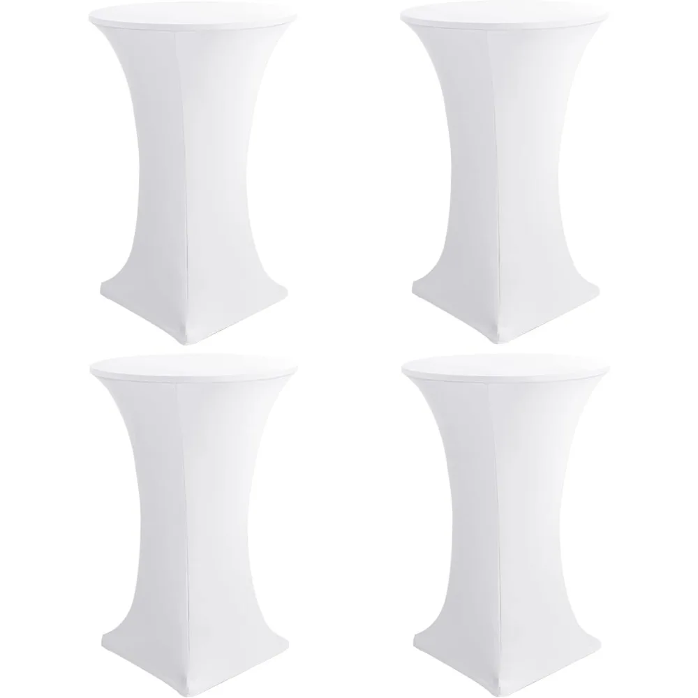

Fitted Spandex Cocktail Table Covers, 4-Pack - White Square Corner Tablecloths for 30-32 Inch Diameter Tables