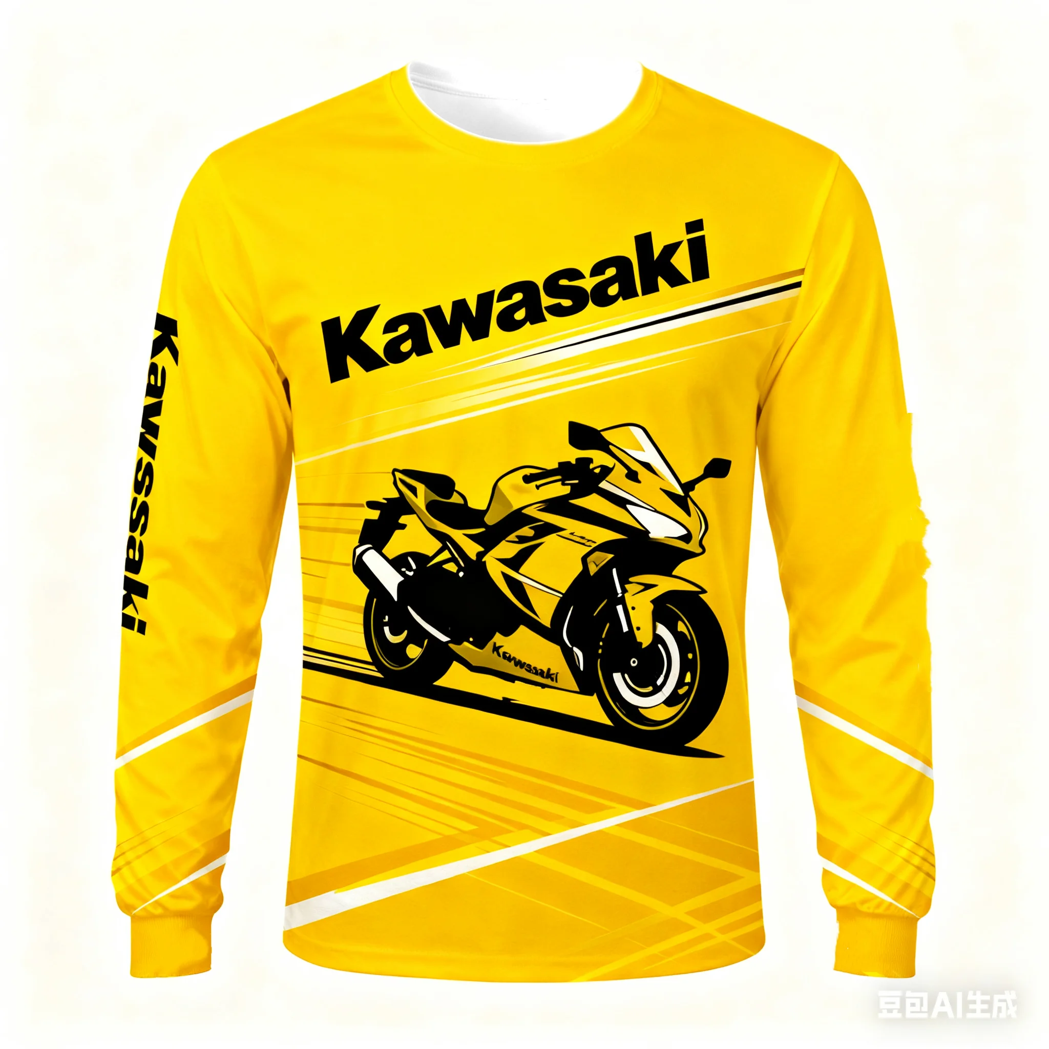 Kawasaki Motorcycle Racing Team Men T-shirt Long Sleeve Spring Autumn Women Tee Shirts 2024 New Sports Children Clothes Tops