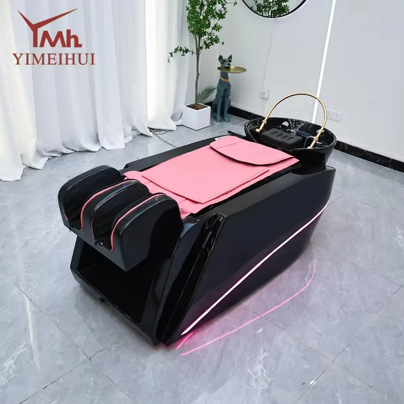 Luxury Ergonomic Design Barber Shop Beauty Salon Massage Bed Electric Massage Acrylic Basin Adjustable Backwash Unit Hair Salon