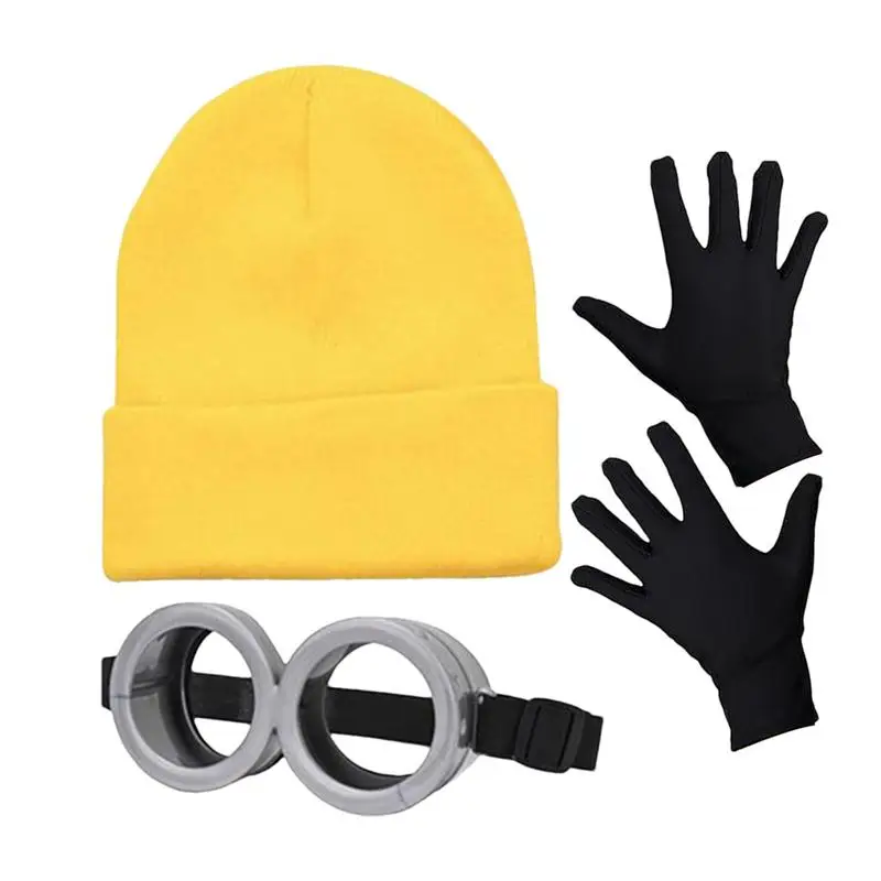 Halloween Costume Accessories Creative Steampunk Goggles Glasses Cosplay Halloween Hat Innovative Funny Sunglasses Yellow Beanie