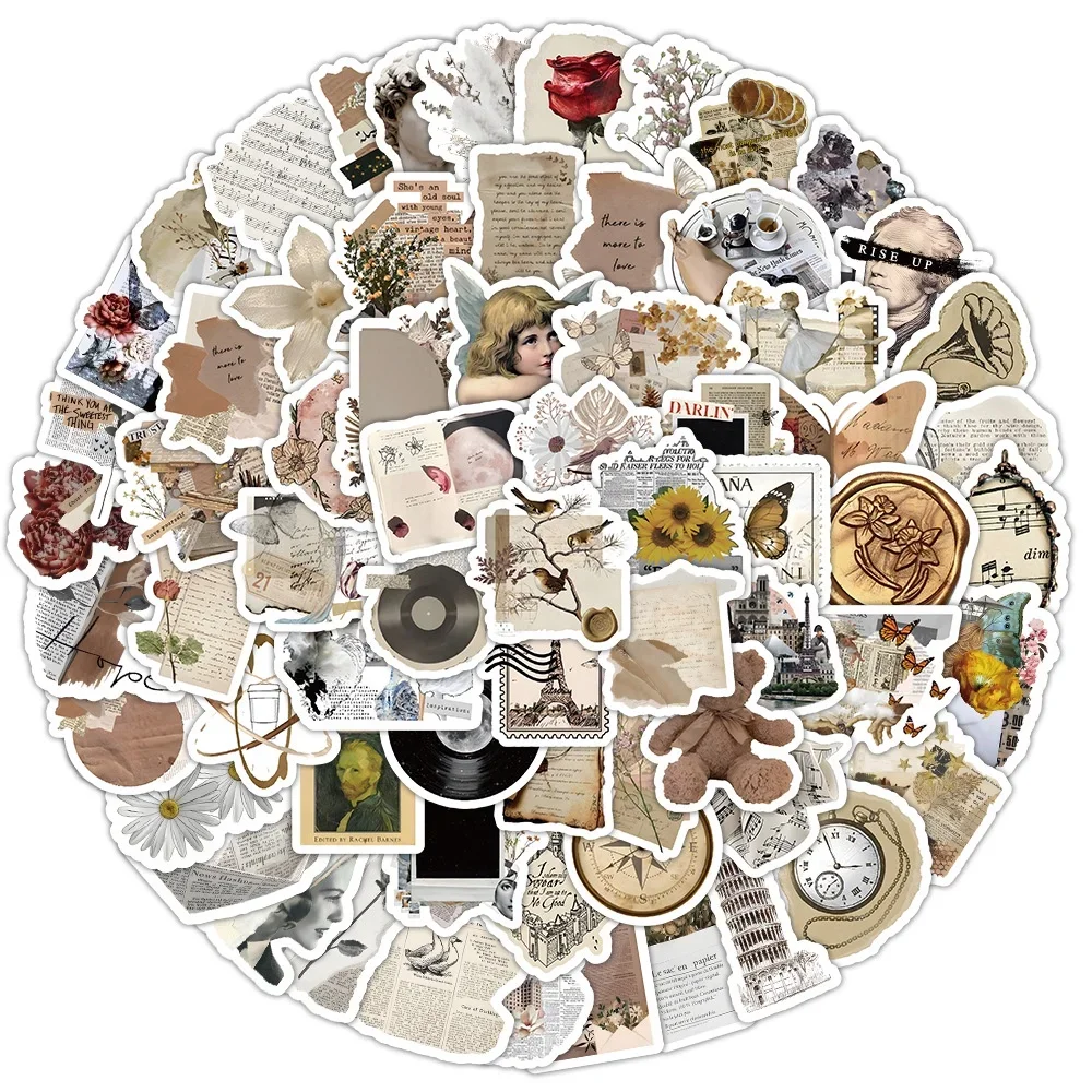 

100PCS Vintage Artistic Retro Art Graffiti Stickers for Helmet Bicycle Hand Account Pencil Case Decals