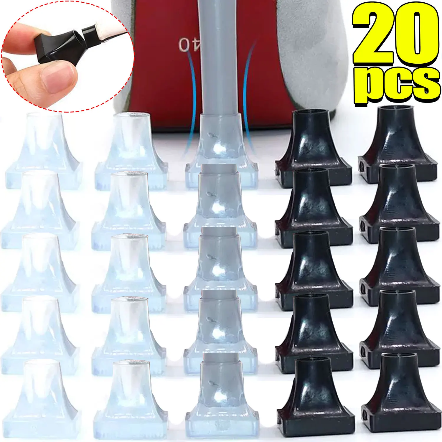 

2/20 шт., защитные колпачки для ремонта пяток, чехлы для пятки, нескользящий квадратный материал из ТПУ/ПВХ, мягкий демпфирующий женский материал