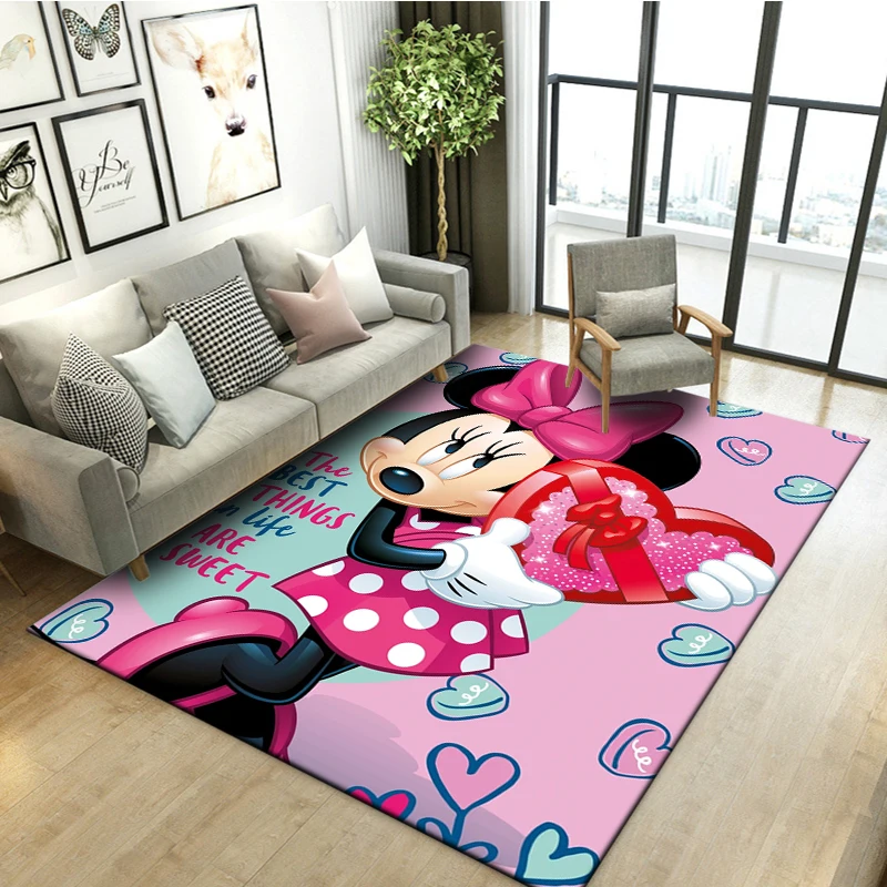 Alfombra de área grande de Disney para el hogar, Felpudo de Mickey y Minnie para sala de estar, dormitorio de niños, sofá, decoración