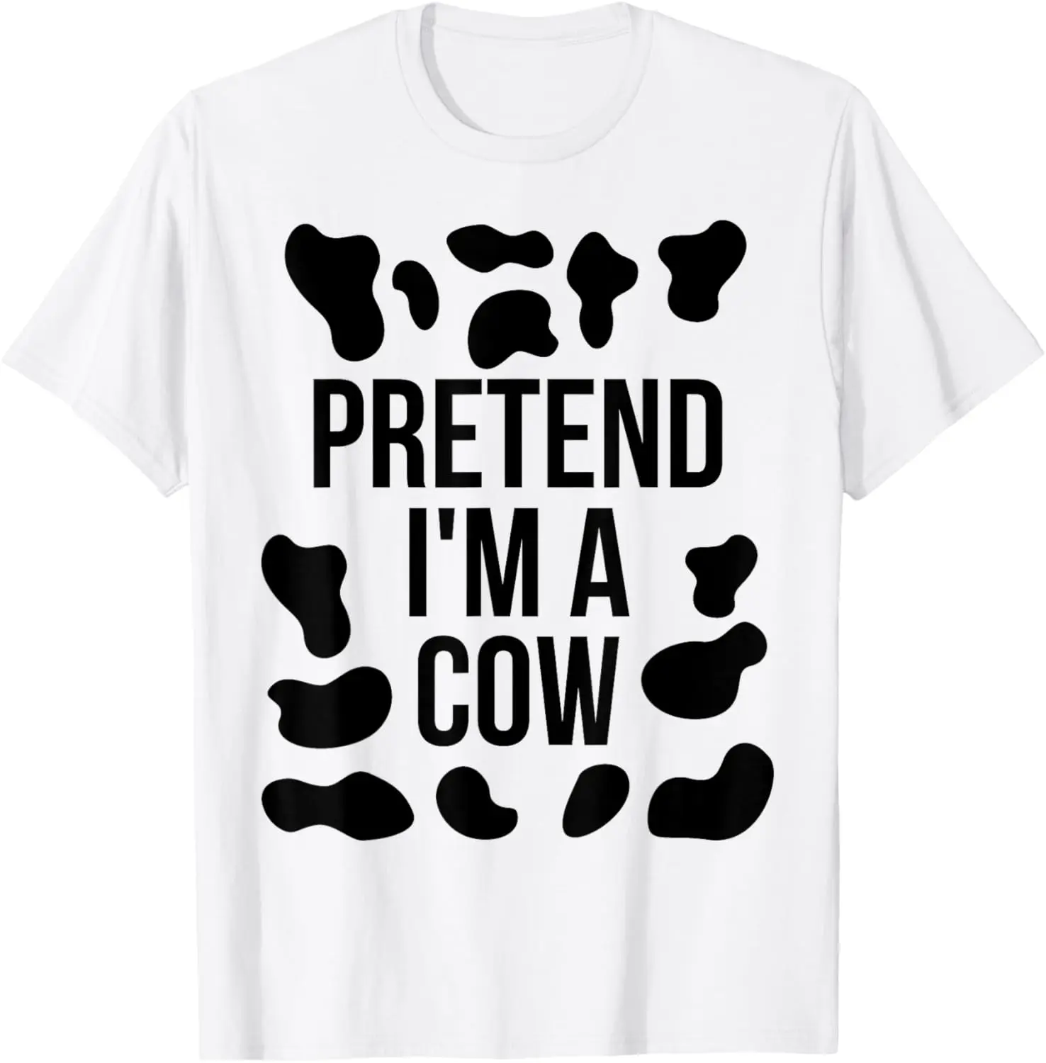 Pretend I'm A Shirt Adult Costume Halloween Cow Print T-Shirt 100% Cotton Trendy Y2K Short-Sleeve Tee-Soft, Quick-Drying,