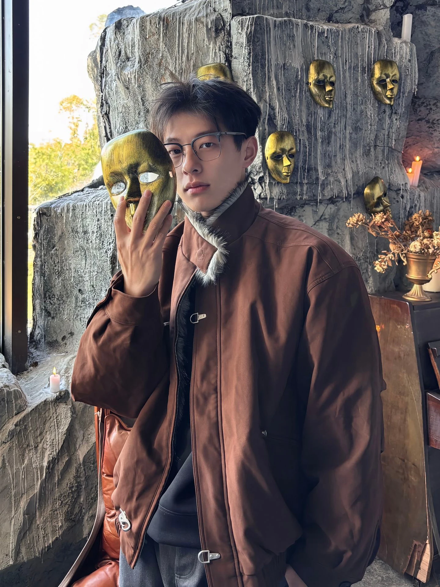 

Утепленная зимняя куртка для мужчин: хлопковое пальто с меховым воротником, американский деконструированный дизайн, утепленное хлопком Yanglaoizhanidaou