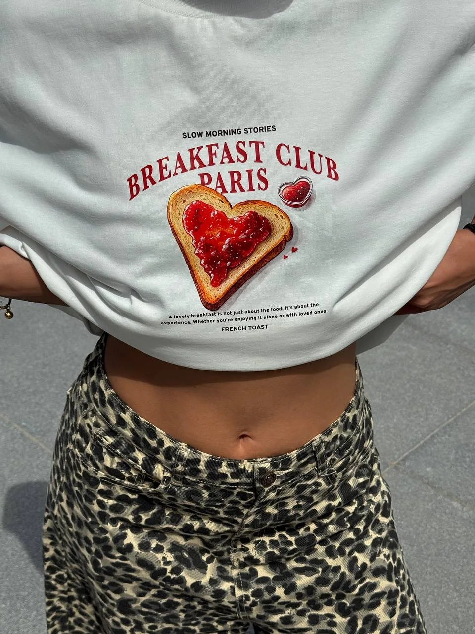 

Vintage American Summer Stberry Jam Heart Bread Print Loose ort Sve T-irt Women's Trendy Street Sle Cotton round ...