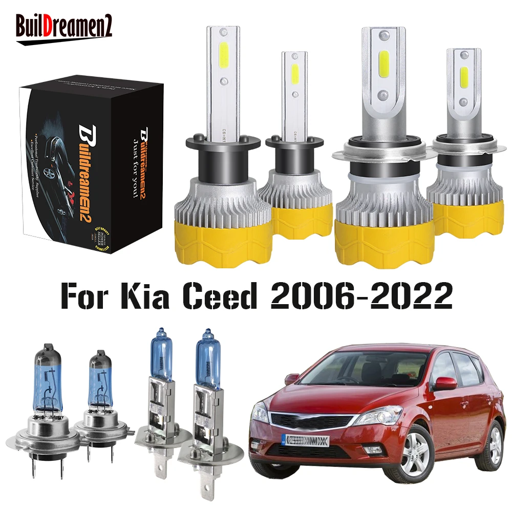 4 X Car Front Headlight High Beam + Low Beam LED Halogen Bulb Headlamp 12V For Kia Ceed Pro Ceed (ED, JD) 2006-2022