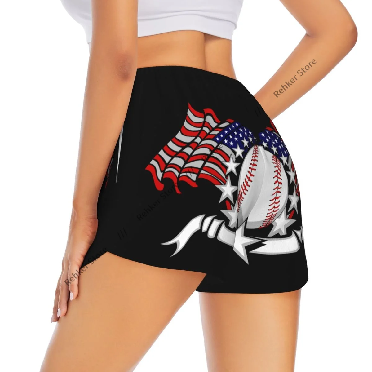 

Женские шорты для йоги, бейсбольные шорты с флагами и звездами, быстросохнущие шорты для фитнеса, женские шорты для йоги, тренажерного зала, бега, спортивная одежда