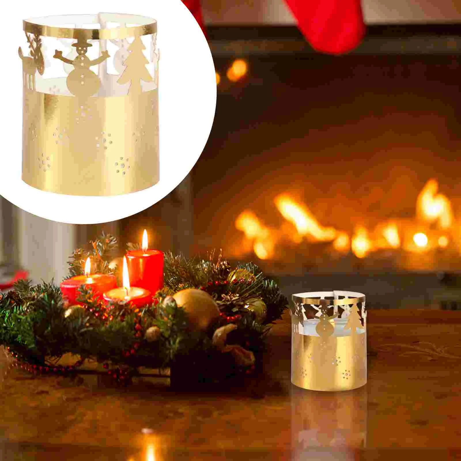 

50 Pcs LED Christmas Candlestick Lampshades Holders Votive Wraps Paper Outdoor Decor