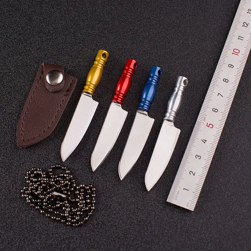 Portable Mini Small Kitchen Knife Outdoor Knife Pendant Gift Fruit Knife Sharp Camping Carry Pocket Knife Open Delivery Tools