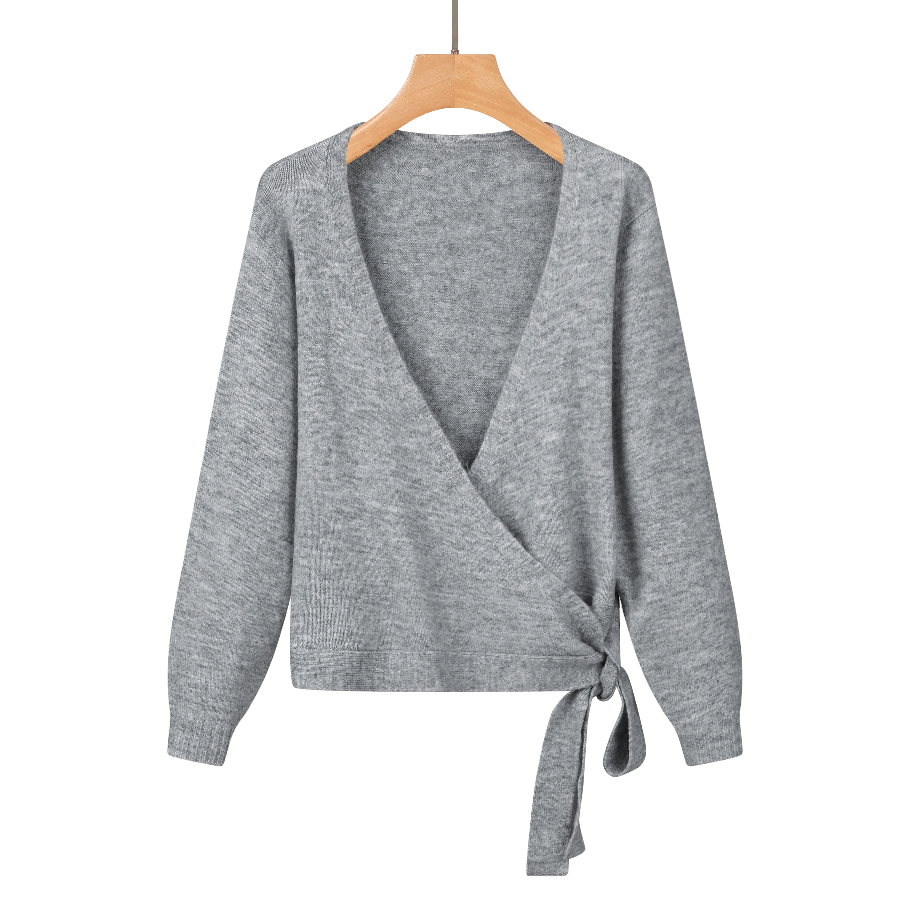 Early Autumn Bow Tie V-Neck Knit Women\'s Cardigan Sweater Coat Overlay Design Sense Top