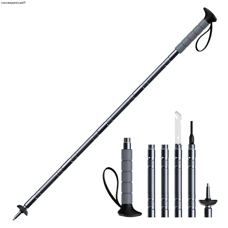 Aluminum Alloy Foldable Lighted Trekking Pole,  Walking Stick for Night Hiking, Camping, Trekking Outdoor Travel