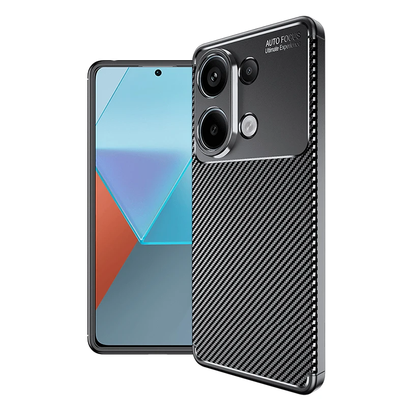 For Poco M6 Pro Case Cover Xiaomi Poco M6 Pro Capas Armor Carbon Fiber Shockproof Phone Back Bumper Soft TPU Fundas Poco M6 Pro