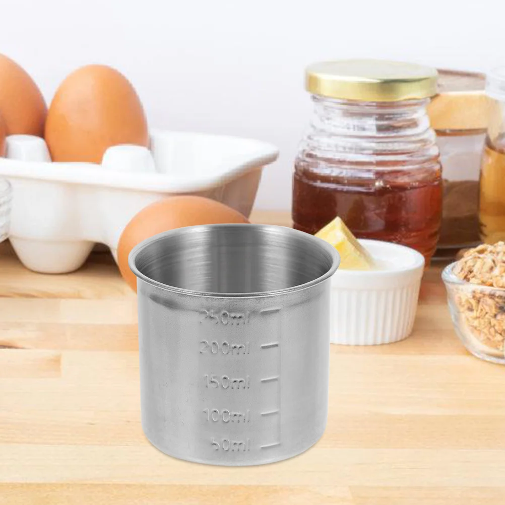 

2Pcs Measuring Cups Stainless Steel 250ml Kitchen Tool Container Convenient Baking Home Silver