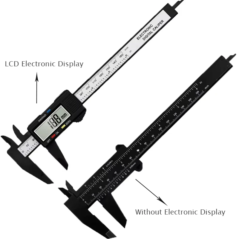 150Mm 100Mm Elektronische Digitale Remklauw Koolstofvezel Wijzerplaat Nonius Remklauw Micrometer Meetinstrument Digitale Liniaal