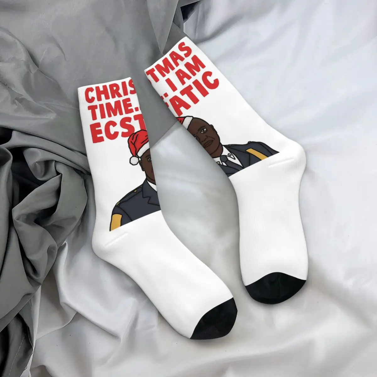 

Всесезонные чулки для экипажа, носки с рождественскими цитатами, забавные длинные носки, аксессуары для мужчин и женщин, рождественские подарки