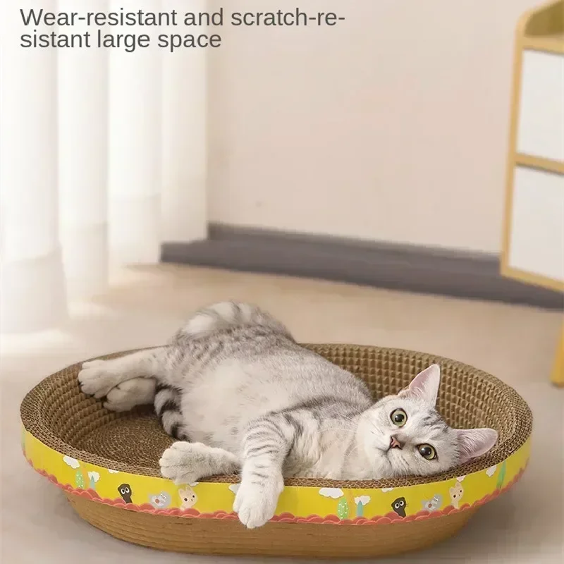 Cat Scratching Board Protect Furniture Grinding Claw Toys Oval Corrugated Paper Wear-resistant Cat Nest Funny Cat Accessories