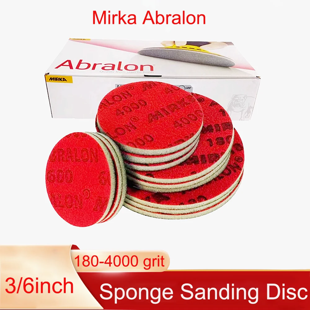 

Mirka Abralon Sponge Sanding Disc 180-4000 Grit 3" 6" inch 8A-241 Hook & Loop Foam Round Sandpaper for Polishing and Grinding
