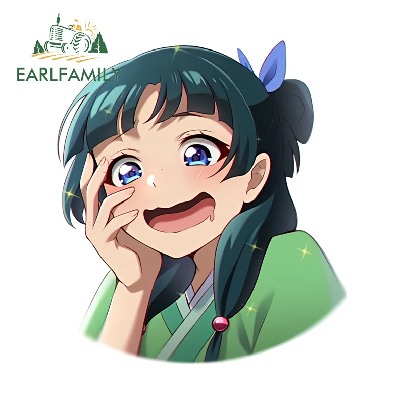 EARLFAMILY Maomao Interesting Cartoon Girl Car Stickers Amusing Personality Decals Creative Vinyl Vehicle Windshield Car Wrap