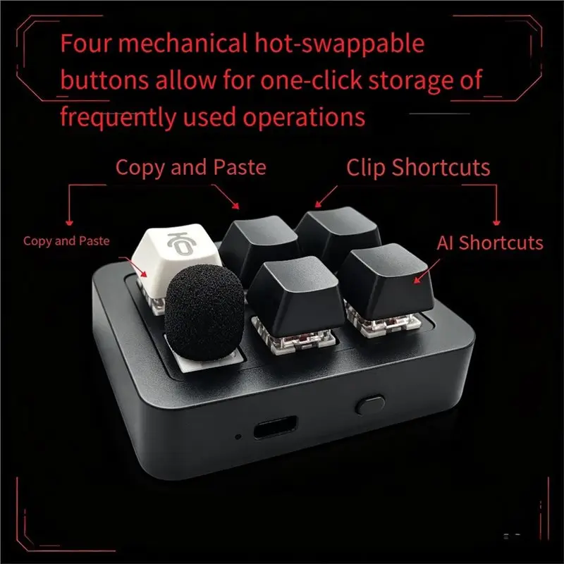 Super Deal -Voice Input AI Keyboard Agent AI 5 Keys 1 Mini Wireless Microphone For Custom Keyboard Gaming