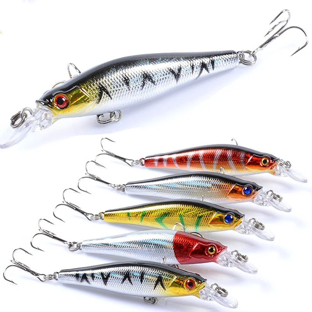 

057/подвеска Minnow 8.5CM-8.4GLure Top Water Weight System Жесткая песка Сильные тройные крючки Воблер Джеркбейт Swimbait Bait kaiwo